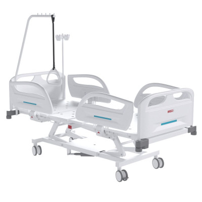 Кровать медицинская функциональная 4-секционная MEGI Tempo 2 с электроприводами, пластиковыми боковыми ограждениями, ложем из стального листа и центральным тормозом