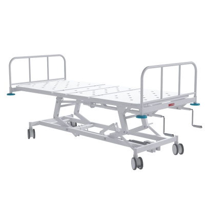 Кровать медицинская функциональная 4-секционная MEGI Fonda 1 с гидроприводом, винтовым механизмом, металлическими спинками и ложем из стального листа