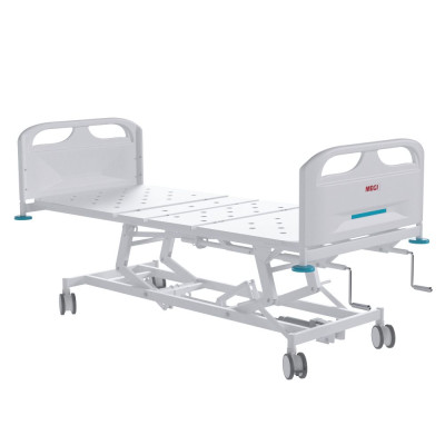 Кровать медицинская функциональная 4-секционная MEGI Fonda 2 с гидроприводом, винтовым механизмом, пластиковыми спинками и ложем из стального листа