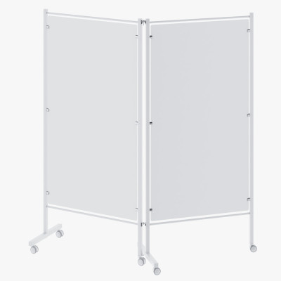 Ширма медицинская МЕГИ 4Hospitals МСК-2303П двухсекционная с экранами из пластика на колесах