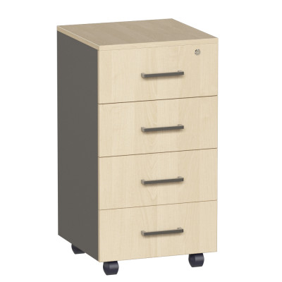 Тумба приставная 4 ящика, верхний ящик с замком MG-014