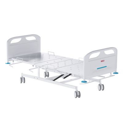 Кровать медицинская функциональная 4-секционная MEGI Strong 4 с постоянной высотой, пластиковыми спинками, ложем из стального листа, регулированием секций и Тренделенбурга пневмоприводами
